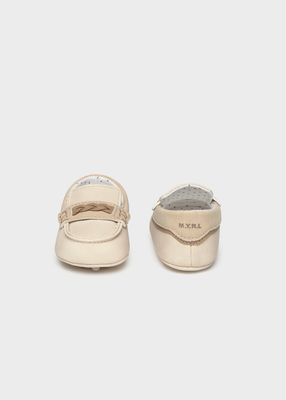 Mayoral 9145 Baby Boy's Front Braid & Polka-Dot Interior Suede Moccasins/