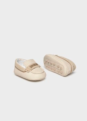 Mayoral 9145 Baby Boy's Front Braid & Polka-Dot Interior Suede Moccasins/