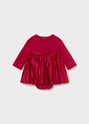 Mayoral 2813 Baby Girl's LS Velvet Pleated Dress/RED