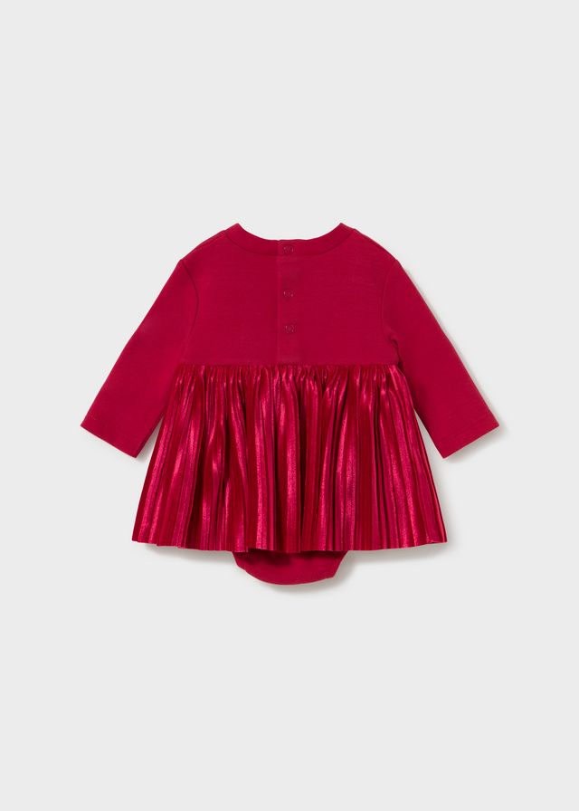Mayoral 2813 Baby Girl's Long Sleeve Velvet Pleated Dress – Red