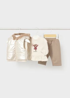 Mayoral 2686 Baby Girl's LS Sweater, Vest & Jogger Set 3PC/