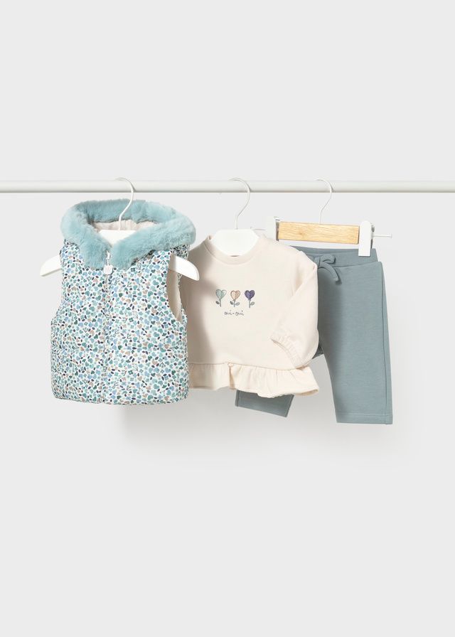 Mayoral 2686 Baby Girl's Long Sleeve Sweater, Vest & Jogger Set 3PC