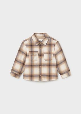 Mayoral 2108 Boy's Checkered Button Down Fleece Jacket/