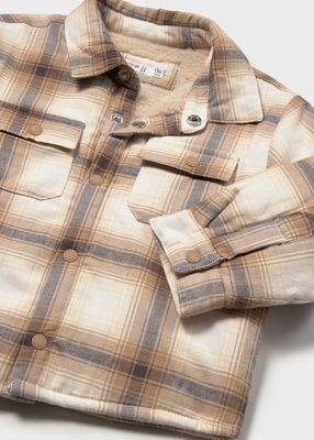 Mayoral 2108 Boy's Checkered Button Down Fleece Jacket/