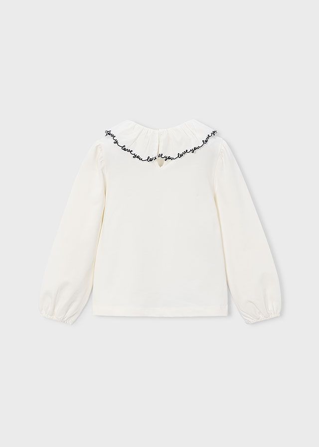 Mayoral 4149 Girl's Long Sleeve Ruffled Neckline Blouse