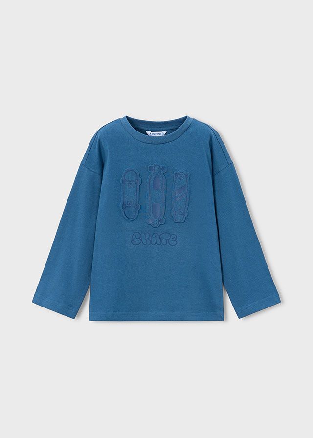 Mayoral 4004 Boy's Long Sleeve Embossed Skateboard T-Shirt