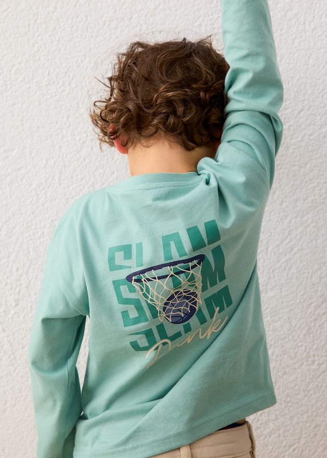 Mayoral 4006 Boy's Long Sleeve Back Print Basketball T-Shirt
