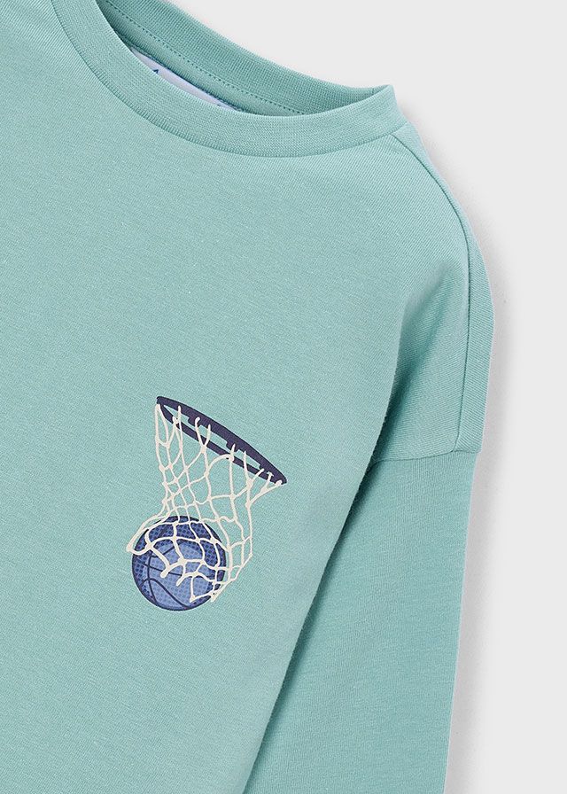 Mayoral 4006 Boy's Long Sleeve Back Print Basketball T-Shirt