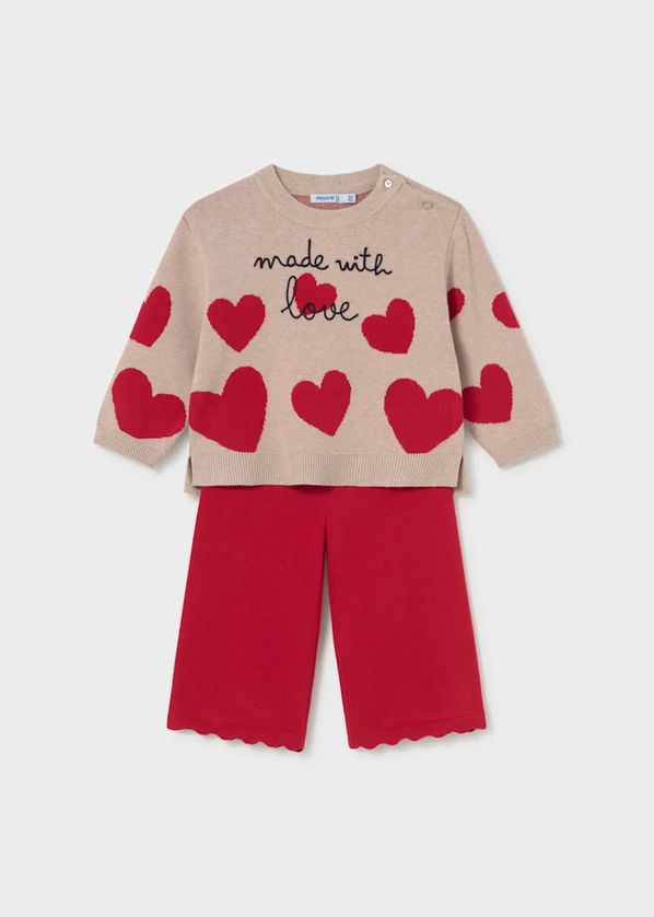 Mayoral 2556 Girl's Sweater & Pant Set- Made w/ Love