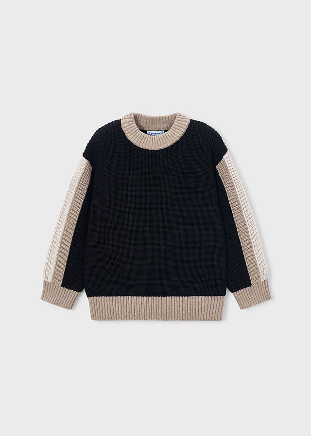Mayoral 4310 Girl's Long Sleeve Two-Tone Knit Sweater