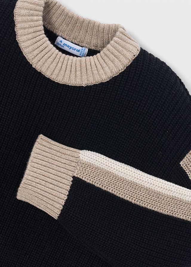 Mayoral 4310 Girl's Long Sleeve Two-Tone Knit Sweater