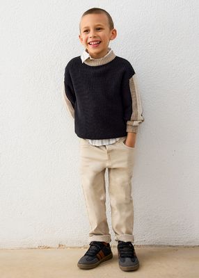 Mayoral 4310 Boy's LS Two-Tone Knit Sweater