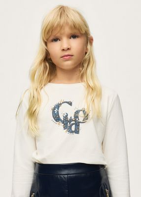 Mayoral 830 Girl’s LS Rhinestone T-Shirt-CIAO/