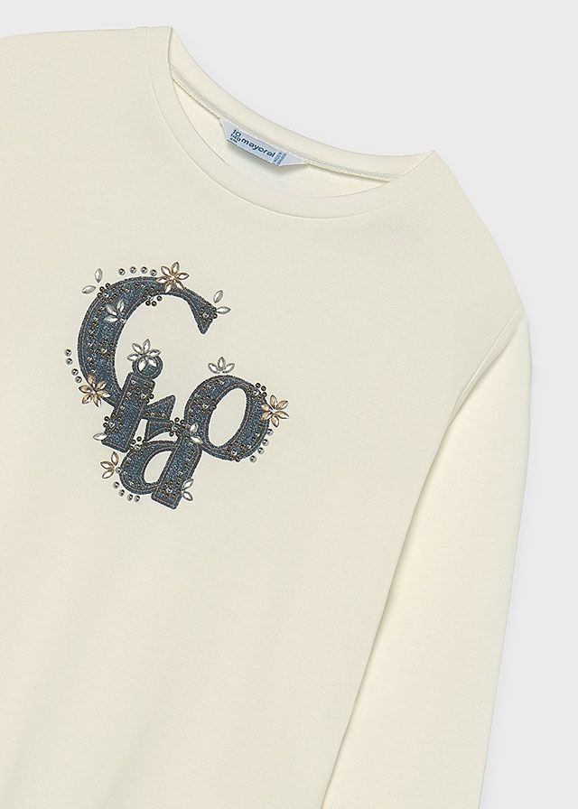 Mayoral 830 Girl’s Long Sleeve Rhinestone T-Shirt-CIAO