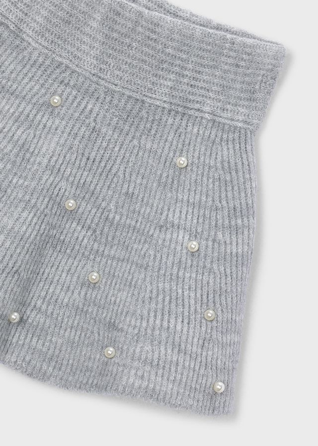 Mayoral 4907 Girls Knit Skirt w/ Pearls – Gris Mez