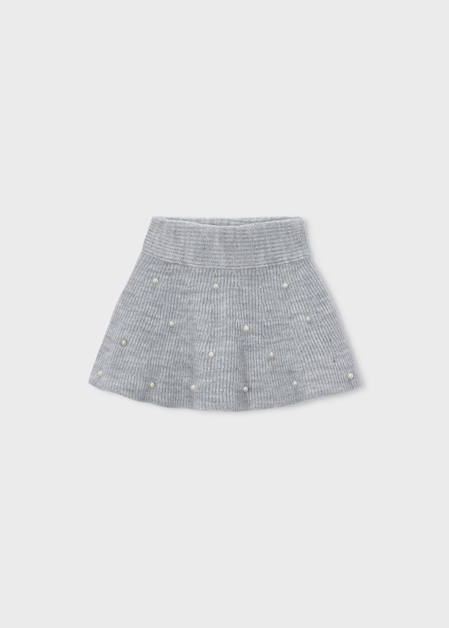 Mayoral 4907 Girls Knit Skirt w/ Pearls – Gris Mez