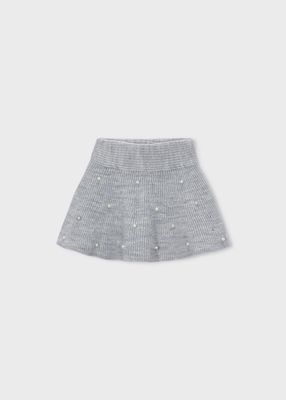 Mayoral 4907 Girls Knit Skirt w/ Pearls/ GRIS MEZ