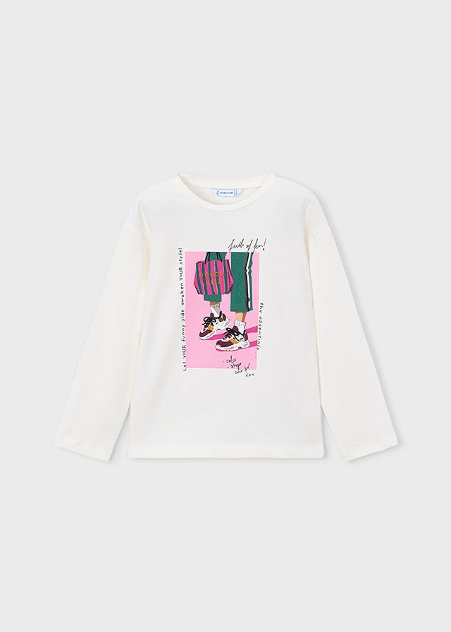 Mayoral 4031 Girl's Junior Long Sleeve "La Dolce Vita" Graphic T-Shirt