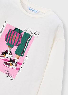 Mayoral 4031 Girl's Junior LS "La Dolce Vita" Graphic T-Shirt/