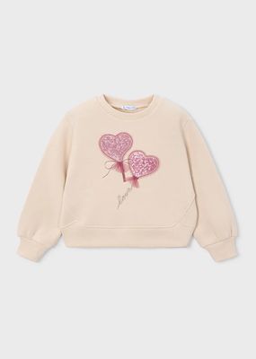 Mayoral 4408 Girl's Junior LS Sequin Heart Pullover/TOFU