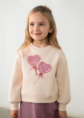 Mayoral 4408 Girl's Junior LS Sequin Heart Pullover/TOFU