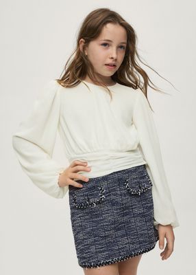 Mayoral 7102 Girl's Youth LS Balloon Sleeve Blouse/