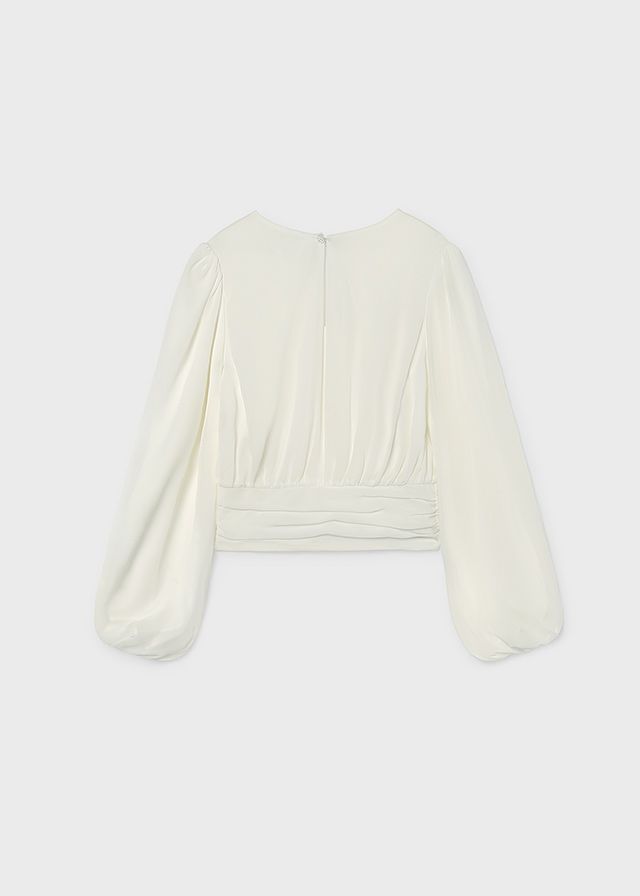 Mayoral 7102 Girl's Youth Long Sleeve Balloon Sleeve Blouse