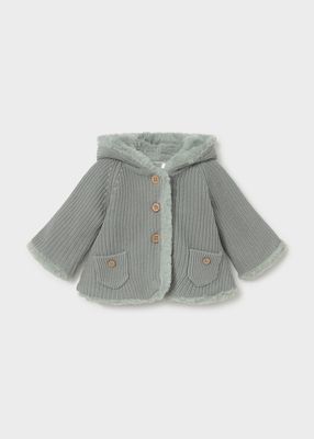 Mayoral 2302 Baby Girl's LS Hooded Knit Pompom Cardigan/