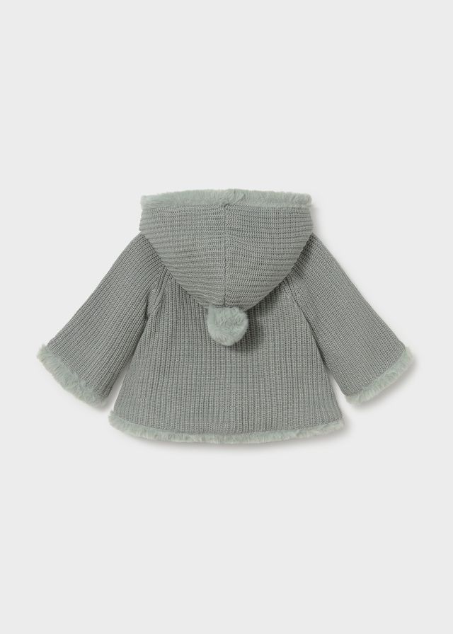 Mayoral 2302 Baby Girl's Long Sleeve Hooded Knit Pompom Cardigan
