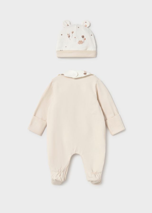 Mayoral 2748 Baby's Long Sleeve Onesie, Hat & Bib Set 3PC