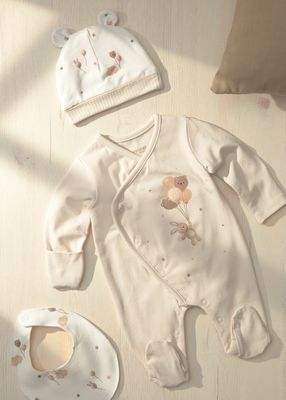 Mayoral 2748 Baby's LS Onesie, Hat & Bib Set 3PC/
