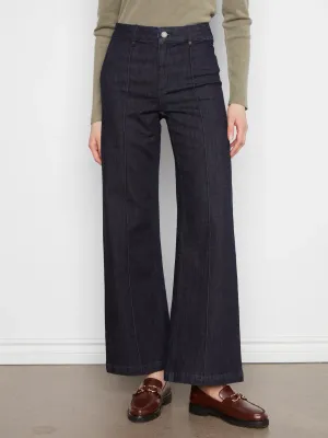 Charlie B C5814-678C Women's Wide Leg Stretch Pin Tuck Jeans/MIDNIGHT