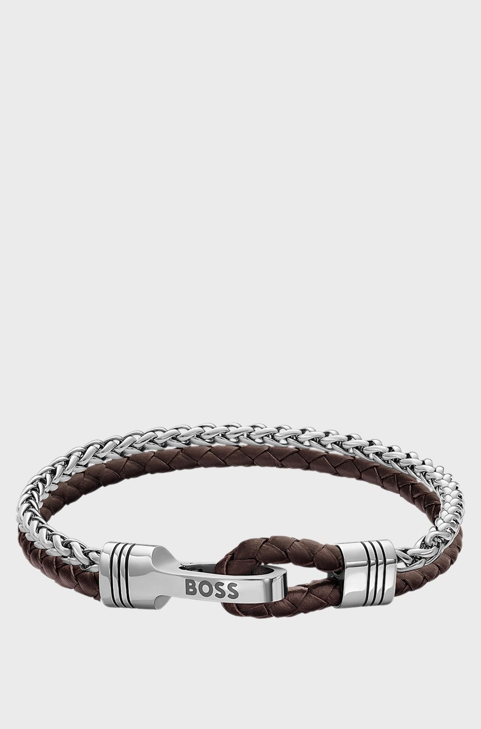 Boss 158089 JAXON Double Strand Leather & S.Steel IP Bracelet