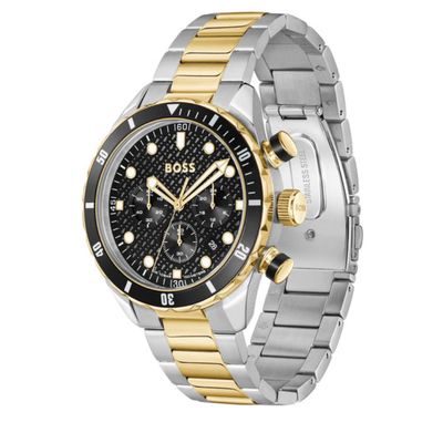BOSS 1514340  Men's Two-Tone BLACK IP & GREY Dial Watch