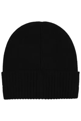 BOSS J53583 Men's Logo Patch Knit Hat/ BLACK T4