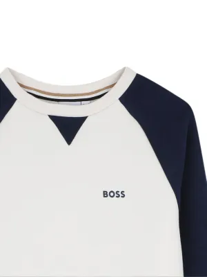 BOSS J53397 Boy's Raglan Two-Tone Sweatshirt w/ Small Logo/