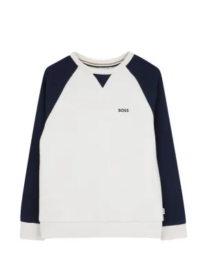 BOSS J53397 Boy's Raglan Two-Tone Sweatshirt w/ Small Logo/