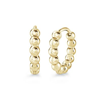 Italgem SEA540-GO Women's Gold IP S.Steel 16MM Beaded Hoop Earrings