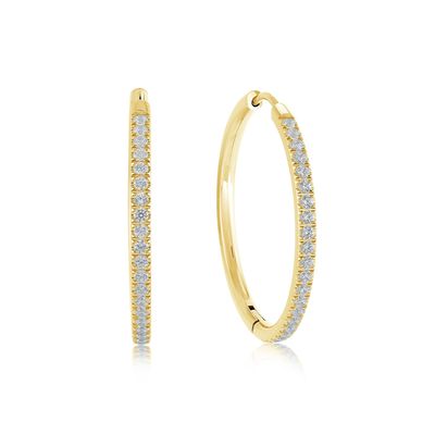 Italgem SEA334-GO Women's Gold IP S.Steel 29.5MM White CZ Eternity Hoop Earrings