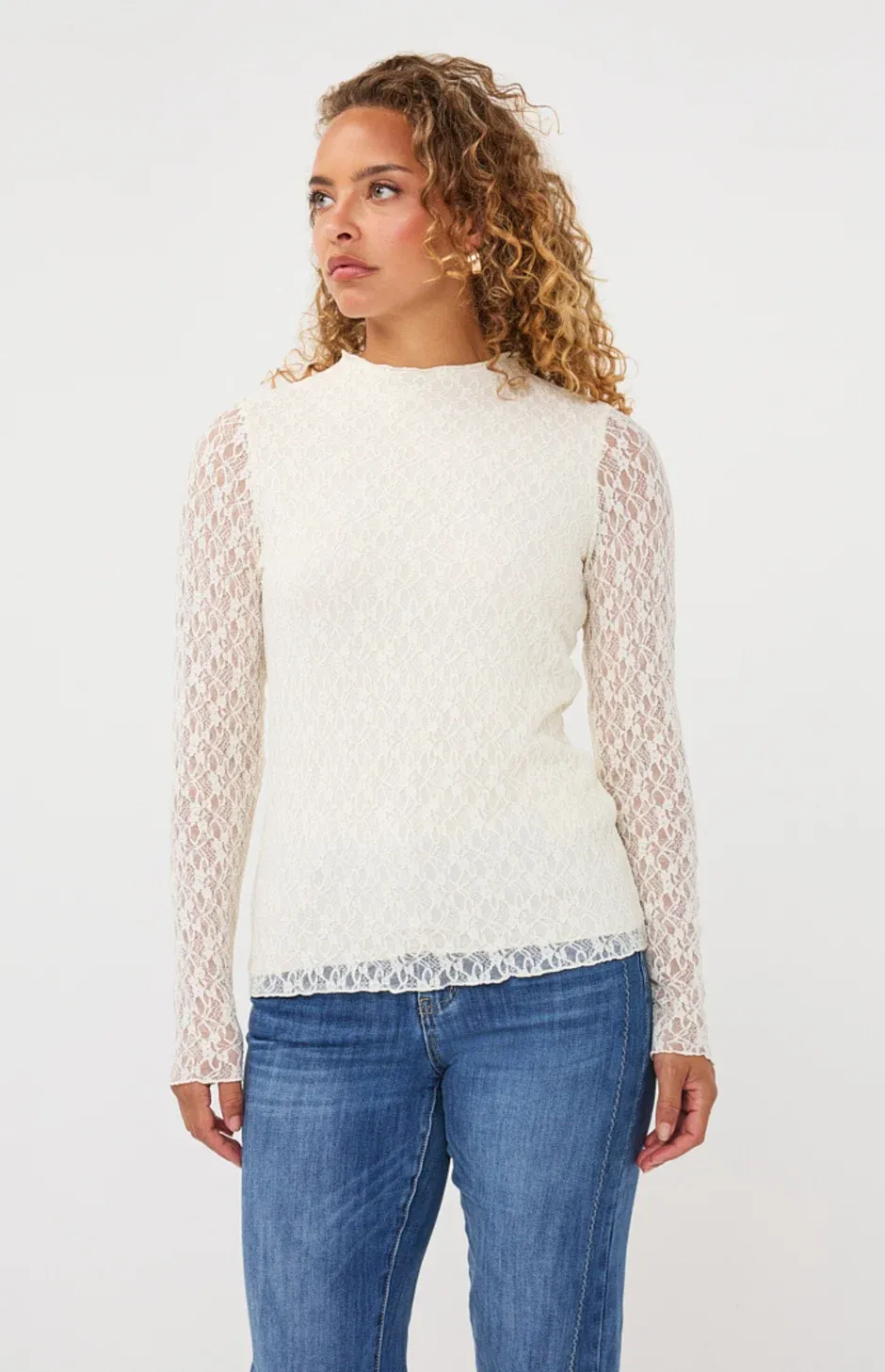 Esqualo F26.30504 Women's Long Sleeve Mesh Mock Neck Top