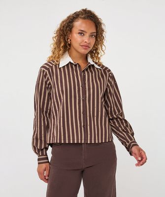 Esqualo F26.28514 Women’s LS Stripe Stud Blouse /
