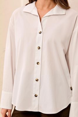 Tribal 3287O-8566 Women's LS Front Button Shirt w/Side Seam Plackets /WHITE