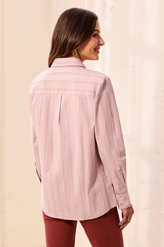 Tribal 3204O-8402 Women's Long Sleeve Front Button Stripe Shirt