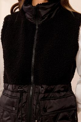 Tribal 5940O-4914 Women's SLV Mix Media Sherpa Vest/BLACK