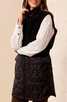Tribal 5940O-4914 Women's SLV Mix Media Sherpa Vest/BLACK