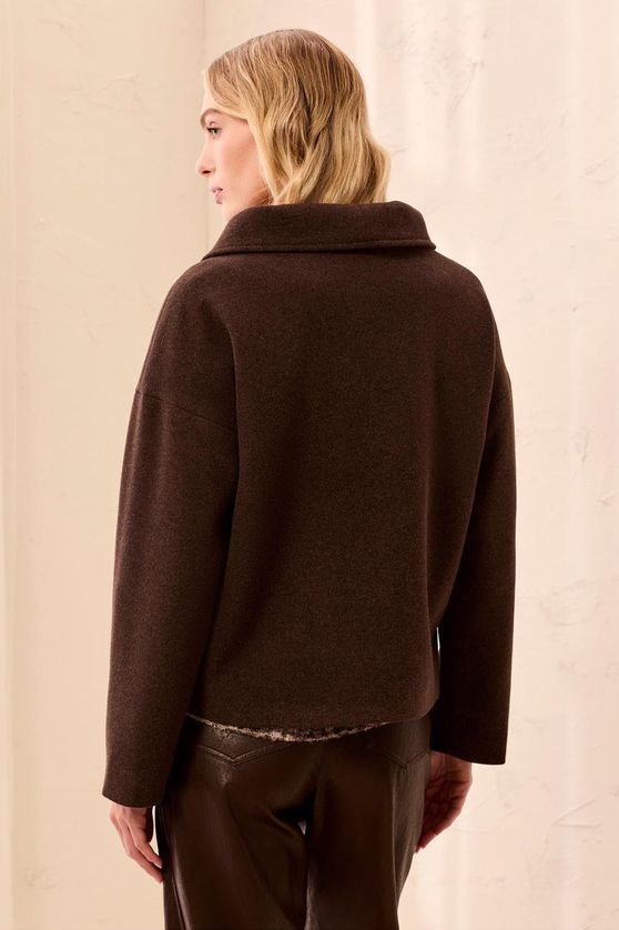 Tribal 6343O-5847 Women's Lofty Knit Funnel Neck Jacket – Saddle Brown