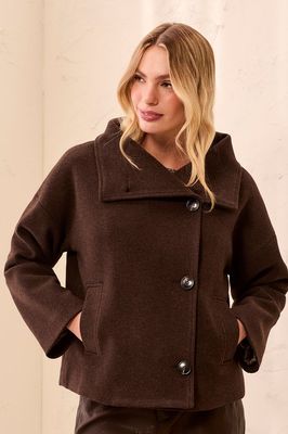 Tribal 6343O-5847 Women's Lofty Knit Funnel Neck Jacket/SADDLE BROWN