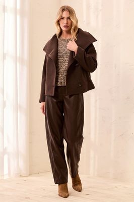 Tribal 6343O-5847 Women's Lofty Knit Funnel Neck Jacket/SADDLE BROWN
