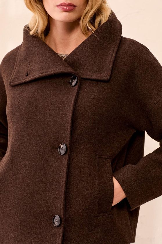 Tribal 6343O-5847 Women's Lofty Knit Funnel Neck Jacket – Saddle Brown