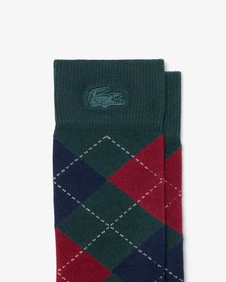 Lacoste RA9255-51 Jacquard & Solid Crew Socks Set 2PC/GREEN&NAVY